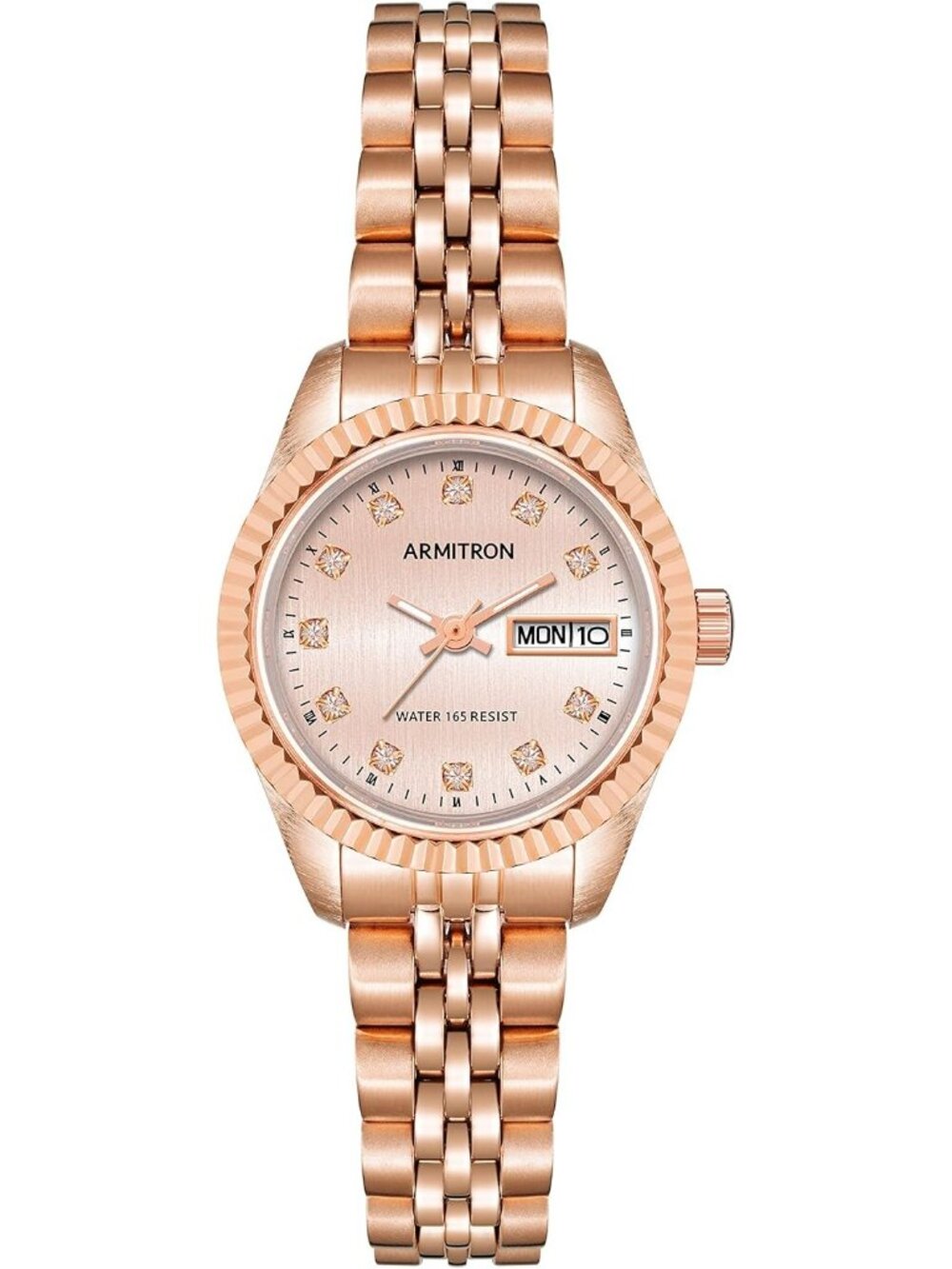 Armitron Women's Rose Gold Genuine Crystal Accented Bracelet Round Luxury Watch